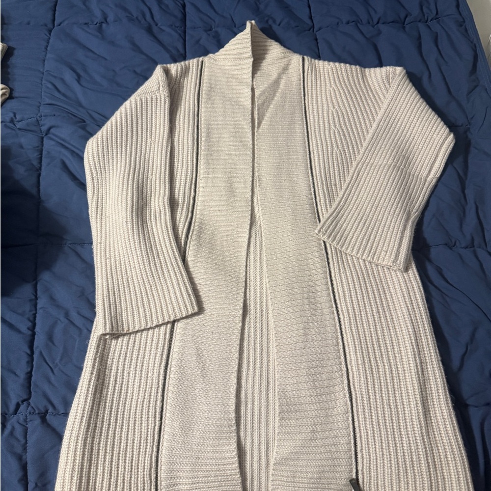 Elie Tahari Cream Ribbed Cardigan Wool and Cashmere